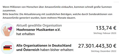 Wir bedanken uns an alle Spender von Amazon Smile.