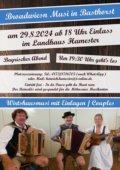 Bayrischer Abend mit Broadwiesen - Wirtshausmusikanten aus Oberbayern