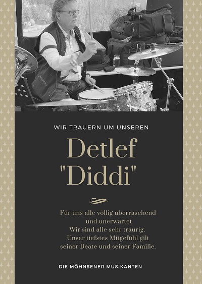 Wir trauern um unseren Freund und Schlagzeuger Detlef
