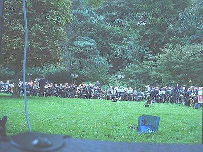 Blick auf einen Teil der 200 Musiker im Kurpark - Bild anklicken zum Vergrößern