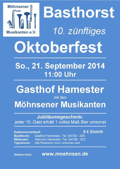 10. Oktoberfest in Basthorst mit den Möhnsener Musikanten - Bild zum Vergrößern bitte anklicken
