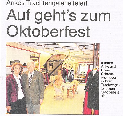 Ankes Trachtengalerie feiert Oktoberfest mit dem Musikzug Möhnsen - Foto und Bericht aus LN 13.Oktober 2010 bitte Anklicken für den ganzen Bericht