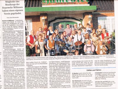 Die Lübecker Nachrichten berichten über die Möhnsener Musikanten und das Oktoberfest in Basthorst 2012 - Bild anklickenum den Bericht der LN zu lesen
