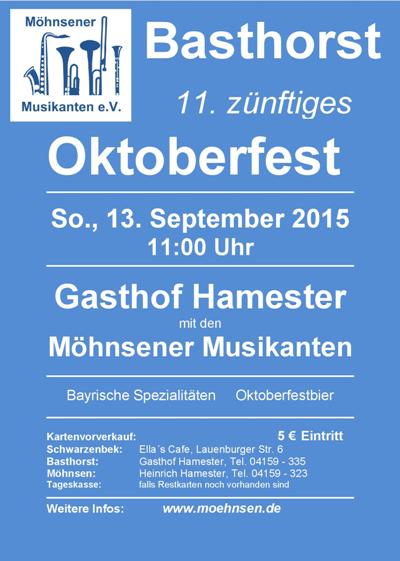 11. Oktoberfest mit den Möhnsener Musikanten in Basthorst - Bild zum Vergrößern bitte anklicken