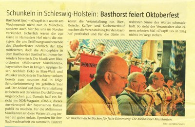 Der Schwarzenbeker Anzeiger berichtet über das erfolgreichen 9. Oktoberfest in Basthorst - Bild zum Vergrößern bitte anklicken