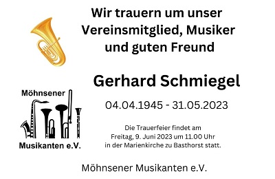 Wir trauern um Gerhard Schmiegel